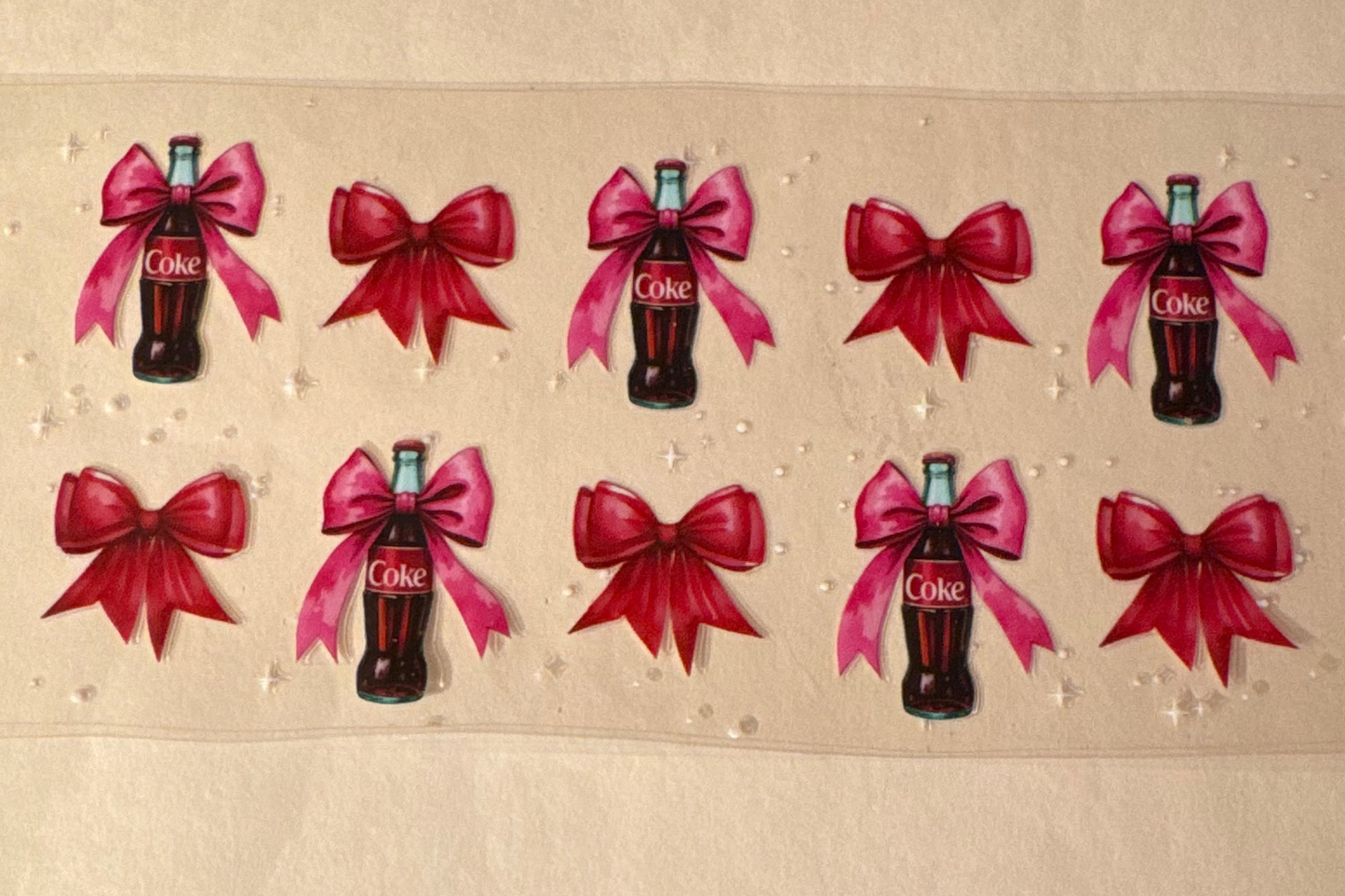 Coke Bottles with ribbons cup wrap