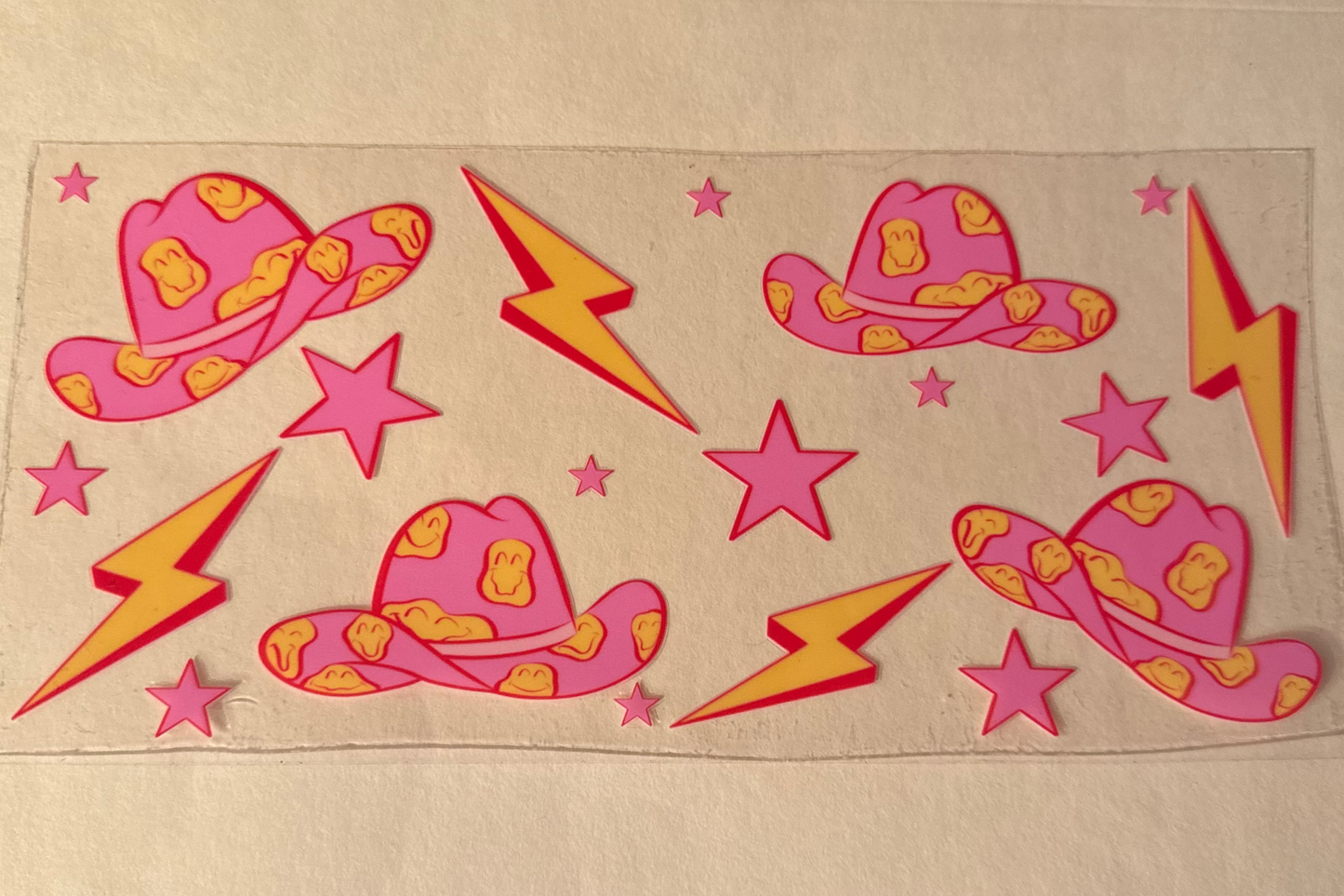 Cowboy hats with lighting bolts cup wrap