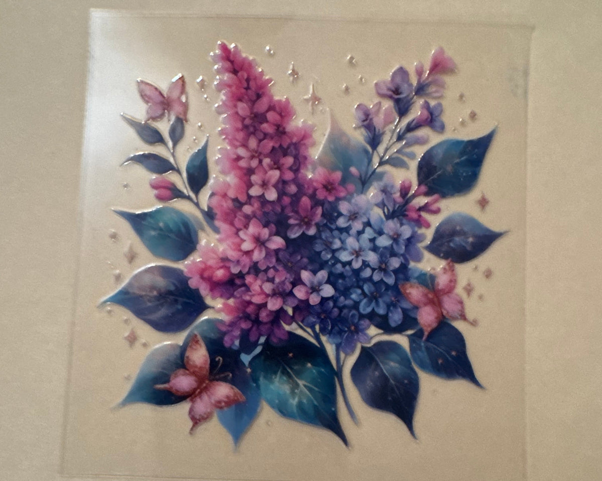 Decal - Pink, Blue Flower