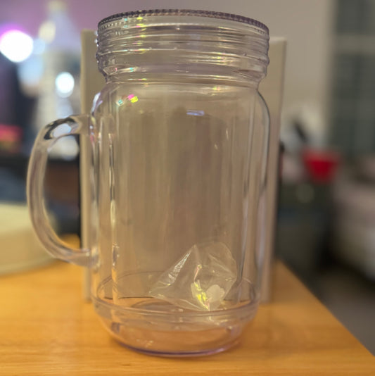 20oz plastic snow globe tumbler with handle