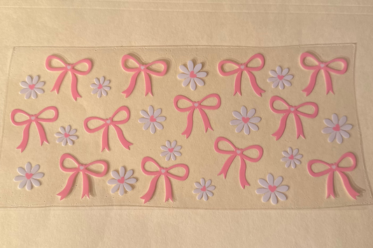 Ribbons with white flowers cup wrap