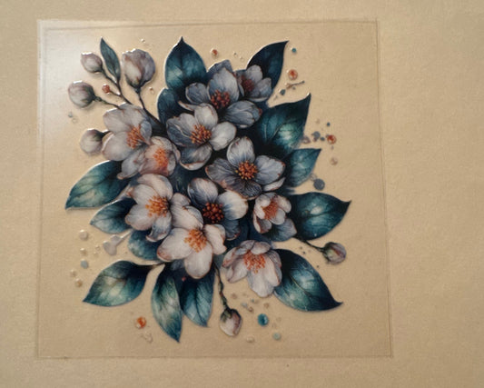 Decal - White and Blue Flower