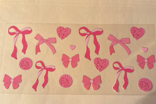 Ribbons with hearts and balls cup wrap